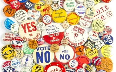 75 Vintage Ballot Issue Buttons Pinbacks