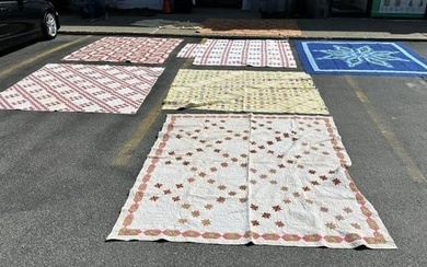 (8) pc. Textile & quilt lot, includes (1) newer Amish quilt, all others are antique, including 1832