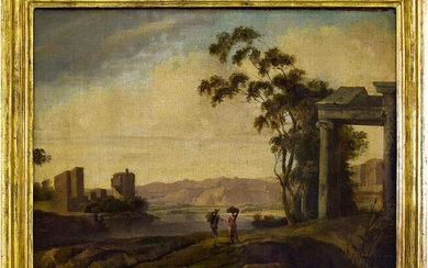 Italian painter from the 18th century. River landscape