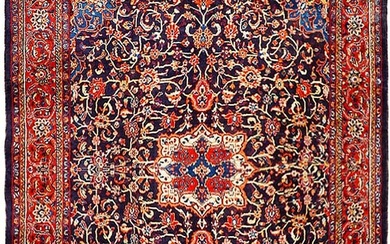 9 x 13 BLUE Semi Antique Persian Mahal Kord Bijar Rug