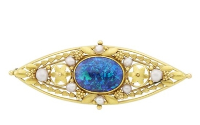 Gold, Opal and Pearl Brooch