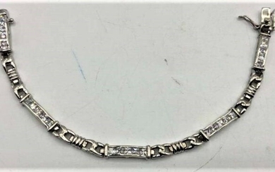 .925 Sterling Silver and CZs Link Bracelet