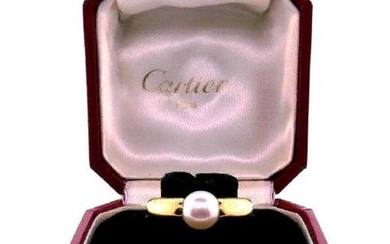 Cartier 18k Amarelo Ouro Anel De Pérola & Com Caixa