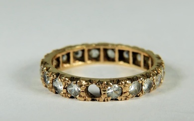 9ct Yellow Gold Stone set eternity ring (one stone missing. ...