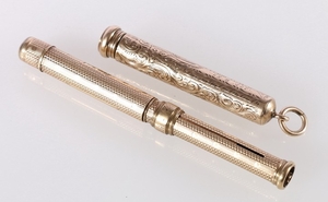 9ct yellow gold chatelaine pen stamped 9ct and personalised ...