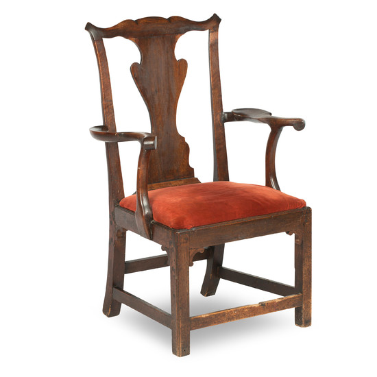A 18th century and later mahogany carver dining chair