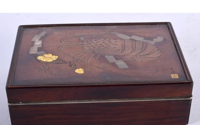 A 19TH CENTURY JAPANESE MEIJI PERIOD SILVER AND HARDWOOD REC...