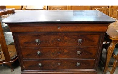 A 19th Century French mahogany and black marble topped commo...