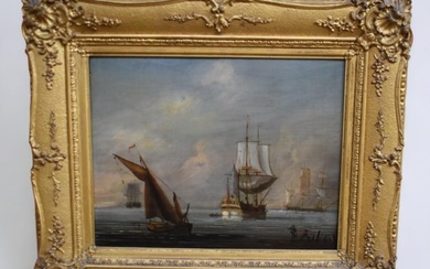 A 19th Century continental school oil on board of boats...