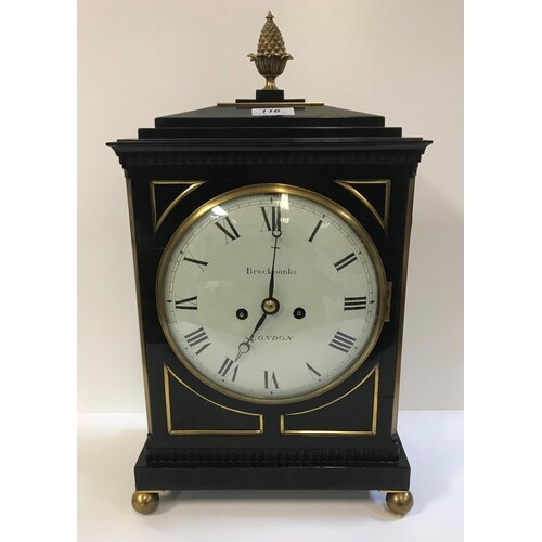 A 19th Century mantel clock by Brockbanks of London, the twi...