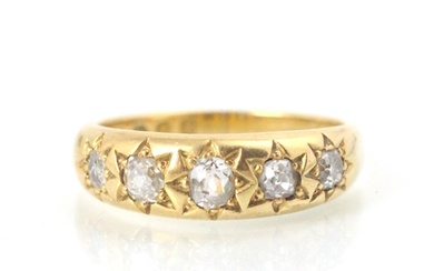A 19th century 18ct yellow gold and diamond gypsy ring, the ...