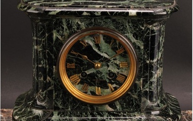 A 19th century French verde antico marble mantel clock, 8.5c...