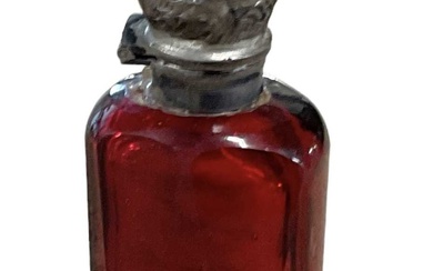 A 19th century white metal mounted red glass scent bottle,...