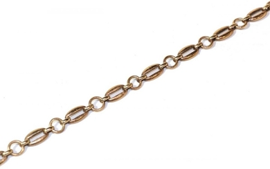 A 9 carat gold oval and circular link necklace, length...