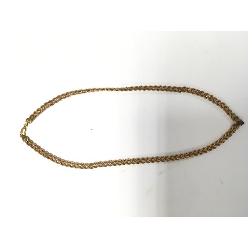 A 9ct gold rope design necklace 6.9g.