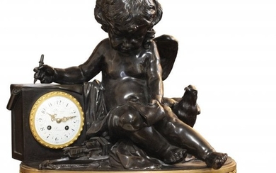 A Bronze Figural Clock by Deniere
