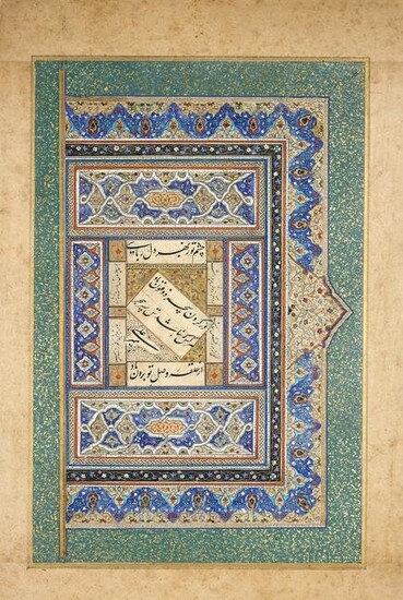 A CALLIGRAPHIC ALBUM PAGE BY MIR 'ALI AL-HARAWI (AL-KATIB AL-SULTANI), SAFAVID, PERSIA, 16TH CENTURY