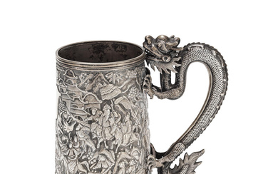 A CHINESE EXPORT SILVER TANKARD Circa 1870, marked LC, Leeching...