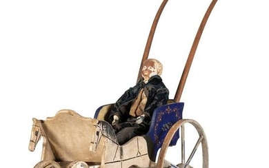 A Carved and Painted Horse-Form Doll's Carriage