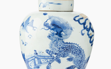 A Chinese Blue and White ‘Kylin’ jar and Cover