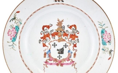 A Chinese Export Porcelain Armorial Soup Plate