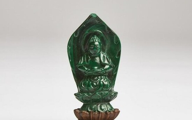 A Chinese Malachite Figure of Guanyin, Qing Dynasty