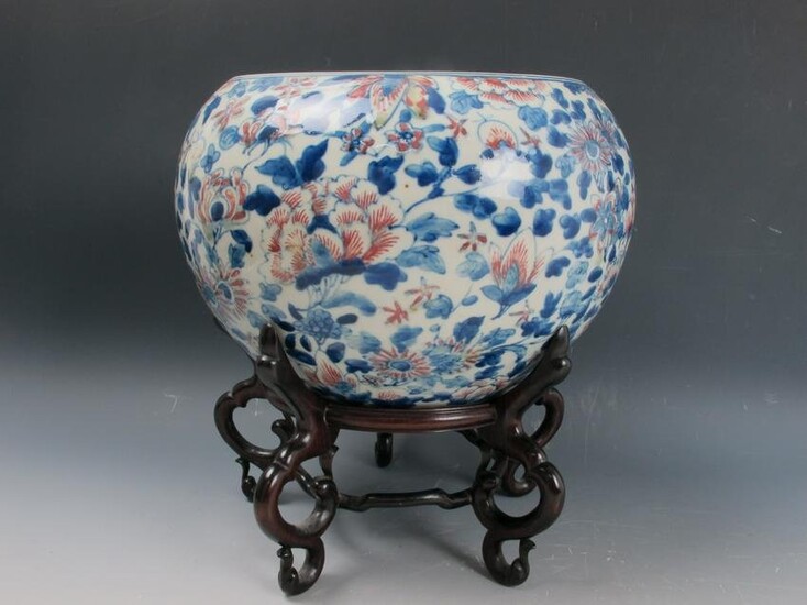 A Chinese Underglaze Blue And Copper Red Porcelain Jar