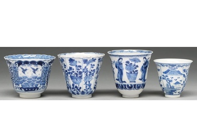 A Chinese blue and white octagonal beaker, Kangxi period, pa...