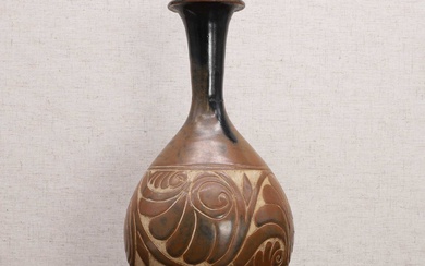 A Chinese brown-glazed yuhuchun vase