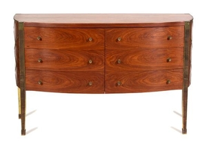 A Contemporary Bronze Inlaid Parquetry Inlaid Commode