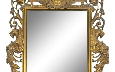 A Continental Baroque Style Bronze Mirror 17 1/2 x 14