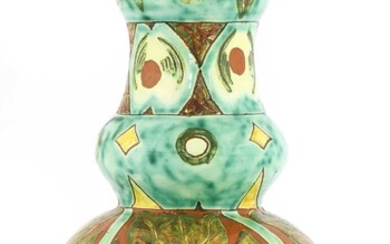 A Della Robbia pottery double gourd vase