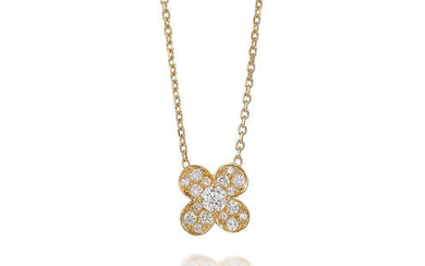 A Diamond 'Trefle' Pendant Necklace,, by Van Cleef & Arpels