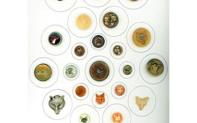 A FULL CARD OF ASSORTED MATERIAL DIV. 1 & 3 FOX BUTTONS