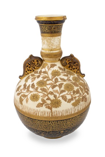 A Fine American Aesthetic Gilt-Decorated Earthenware Vase