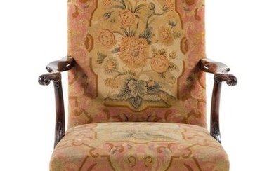A George II Style Mahogany Library Chair Height 44 1/2