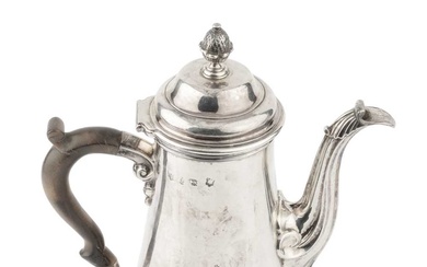 A George II silver coffee pot, with tapering baluster body,...