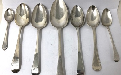 A George III Old English pattern silver spoon, and assorted ...