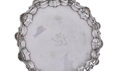 A George IV silver shaped circular salver by Edward Farrell