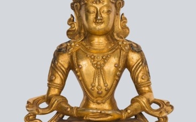 A Gilt Bronze Figure of Amitayus, China, 17-18th Century.