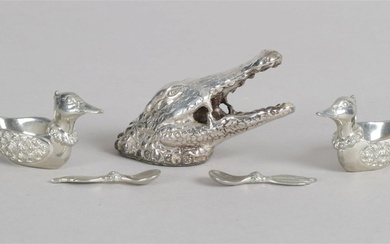 A Group of Figural Silver Tableware