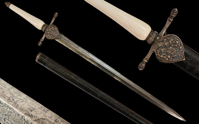 A Hunting bayonet with silver fittings, Russian Empire, second half...