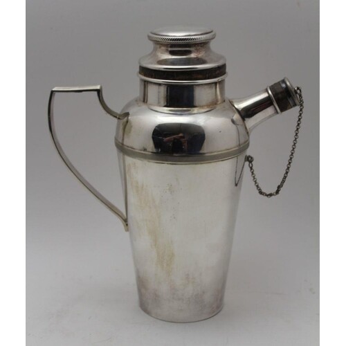 A James Dixon of Sheffield silver plate cocktail shaker, fit...
