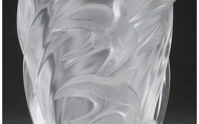 A Lalique Clear and Frosted Glass Martinets Vase (post-1945)