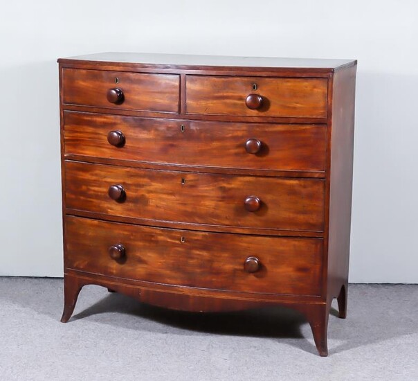 A Late Georgian Mahogany Bow Fronted Chest, with reeded...