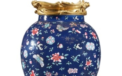 A Louis XV Style Gilt Bronze-Mounted Chinese Porcelain Vase, the Mounts Second Half 19th Century, the Porcelain 18th Century with Later Enamelling
