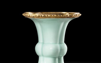 A Louis XV gilt-bronze celadon porcelain vase, circa 1730-1740 | Vase en porcelaine céladon et bronze doré d'époque Louis XV, vers 1730-1740
