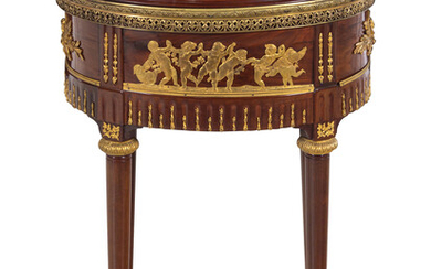 A Louis XVI Style Gilt Metal Mounted Mahogany Tray-Top Side Table