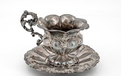 A Martial Fray Sterling Silver Tea Cup and Saucer, France,...