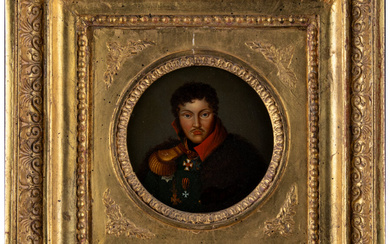 A Miniature Enamel Portrait of Denis Davydov after the Portrait by Borovikovsky